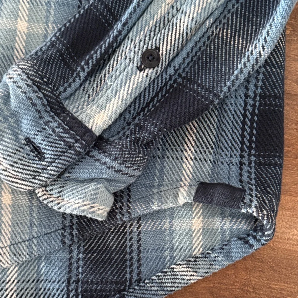 Outerknown Light Blue and Black Plaid Shirt - Picture 3 of 5